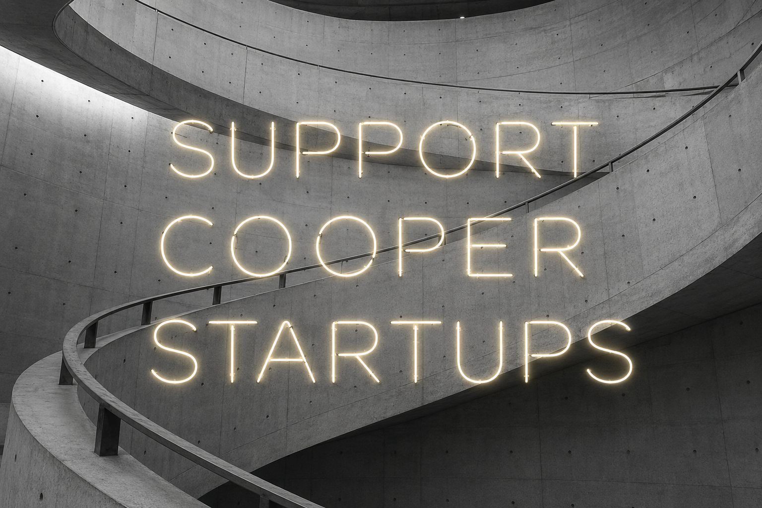 Support Cooper Startups displayed across the curved Cooper Union interior